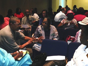 Bamberg County residents talk during a Promise Zone town hall.  SCPromiseZone photo.